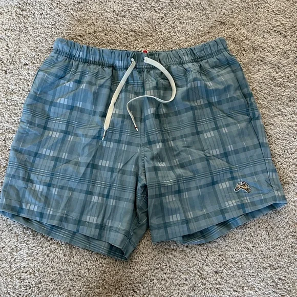 Tracksmith Men’s Large Blue Checkered Run Cannonball Run Shorts - Picture 1 of 4